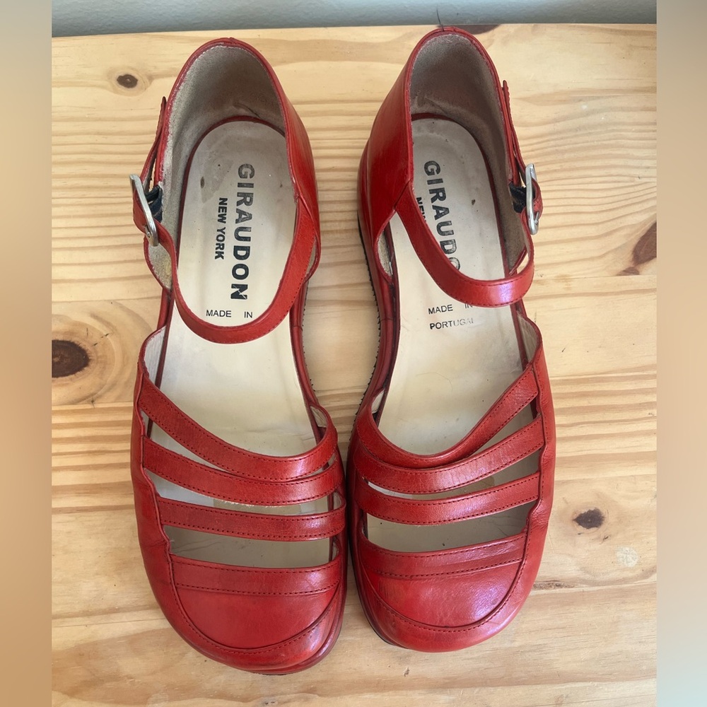 Giraudon Red Mary Janes made in Portugal
